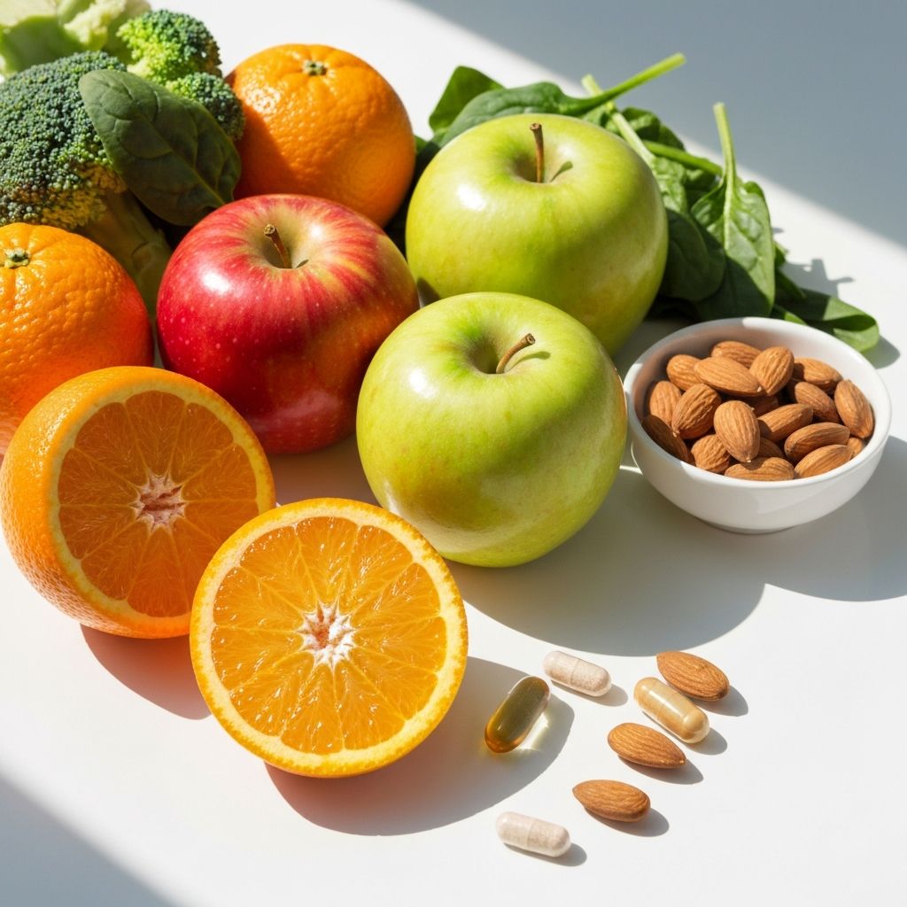 Fresh fruits vegetables and vitamins